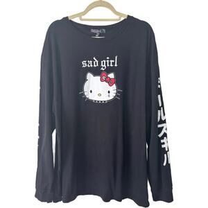 Hello Kitty x Dollz Kill Womens Sz 1x Black Emo Graphic Long Sleeve Tshirt(1937)